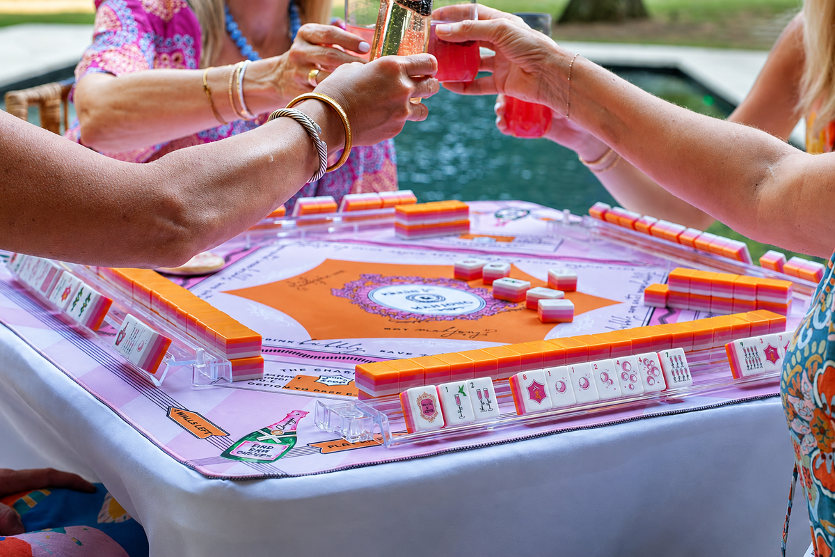 Pink & Orange Pop American Mahjong Set – 160 Tiles